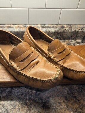 Martin Dingman Men’s 9.5 M Brown Leather Penny Driving Loafers Moc Toe Drivers